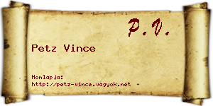 Petz Vince névjegykártya